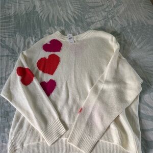 BNWT Loft Lou and grey Red and Cream Heart Design Crew Neck Sweater